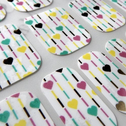 Chix Nails Designer Minx Trendy Style Fingers Toes Vinyl Foils Nail Wraps, Heart Strings