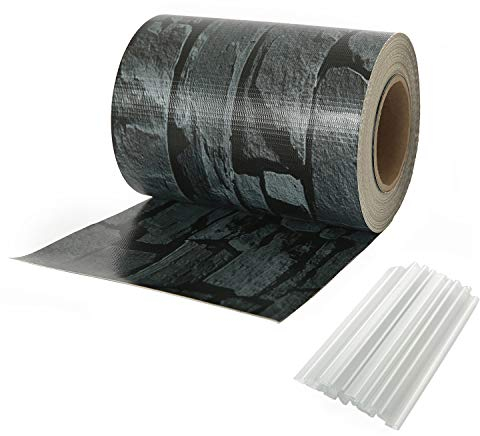 NAIMORUI PVC Sichtschutzfolie Sichtschutzstreifen Garten Sichtschutz Doppelstabmatten Zaun Inkl. 20 x Befestigungsclips 450g/m² - Doppelstabmatten für Gartenzaun - (19cm*35m Schiefer-Optik)
