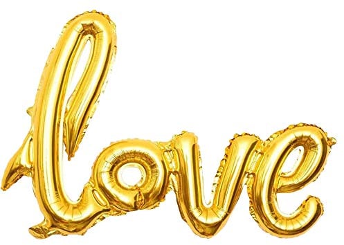 Luftballon Love Schriftzug - 105 cm XXL Deko - Für die Verlobung, Hochzeit, Geschenk, Geburtstag oder Party Just married I love you Mr Mrs Liebe Luftballons Bride Liebe Jahrestag (Gold)