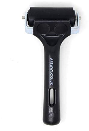 Artway - Rullo da inchiostro - Gomma rigida - Per stampare a calco su tela - Manico nero - 5,5 cm
