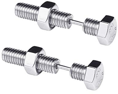 Demino 1Pc Frauen Männer Anti-Allergie-Nagel-Screw-Ohr-Bolzen Halloween Titanium Stahl Piercing Schraube-Bolzen-Ohrringe Stahlfarbe 8 * 32mm
