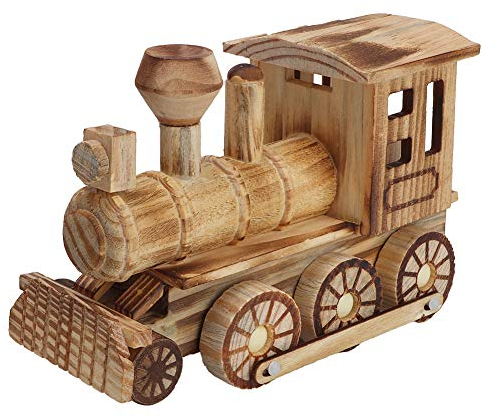 Kinder Lokomotive Modell Mini Holz Dampfzug Spielset Holz Simulation Spielzeug Dekoration Handwerk mit Rädern für Kleinkind