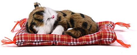 Tnfeeon Simulation Schlafen Pl¨¹sch Katze mit niedlichen Klang, weiche Matte Bett Schlafen Katze Gef¨¹llte Puppe Dekoration beliebtes f¨¹r Kinder Kleinkinder(Schwarz +