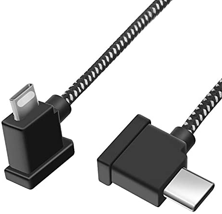 LYONGTECH RC-N3,N2,N1,N1C RC Cable USB C to IOS 30cm for DJI Neo,Mini 4K/2/2 SE/3/4 Pro,Air 3S/3/2/2S,Mavic 3 Classic Remote Controller,Nylon Tablet Phone Data Cord(iOS Connector)