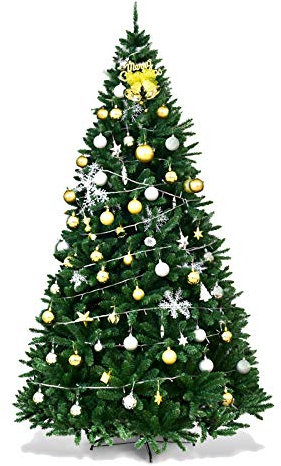 DREAMADE 180cm Klappbarer Weihnachtsbaum, Künstlicher Tannenbaum aus PVC, Kunst Christbaum für Zuhause/Outdoor, Festtagsdekoration mit Metallständer, Grün