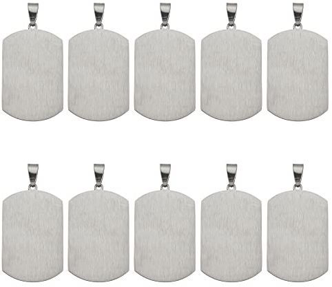 BENECREAT 25PCS Edelstahl Stanzen Blank Tag (50x26x2mm) Rechteckige Metall Tags Mit Legierung Snap On Bails Für Armband Halskette Ohrring Herstellung