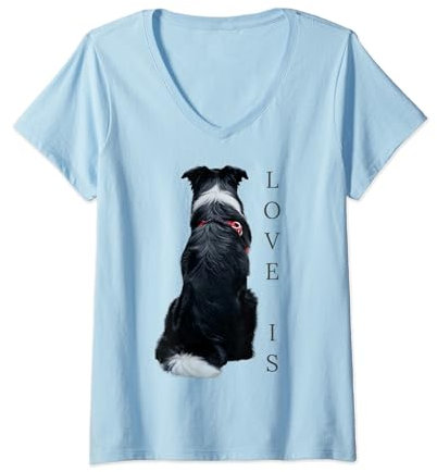 Damen Border Collie T-Shirt für Damen und Herren T-Shirt mit V-Ausschnitt