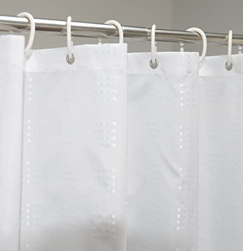 YISURE Kurzer Duschvorhang für das Badezimmer, Weißes Geometrisches Muster Polyester Kürzere Länge Duschvorhang, Schimmelresistente Metalltüllen, Breite 180 x Höhe 170cm
