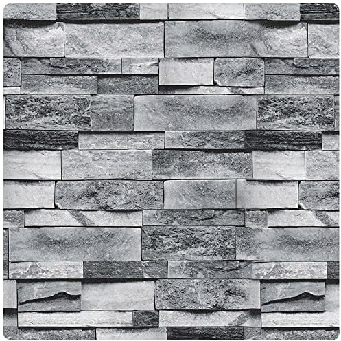 Ohmywor Tapete Steinoptik Selbstklebende Tapete Zum Abziehen und Aufkleben, Grau Tapete, 3D-Wandpaneele, Selbstklebende Rückseite, Für Schlafzimmer, Küche, Wohnzimmer, 45 x 300 cm