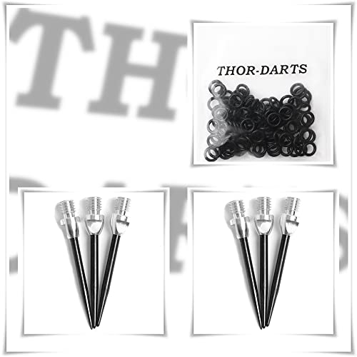 THOR-DARTS Unisex – Erwachsene TD_MS2_sibl Converter, Silber-schwarz, 2 Set (6 Stück)
