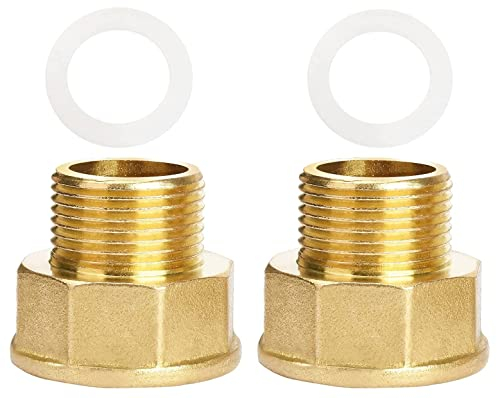 Nutmanel Reduzierstück 3/4 auf 1 Zoll aus Messing, 2 Stück Reduzierverlängerung mit Dichtring Reduzierstück Reduzierverlängerung aus Messing Gasherd Adapter Gasadapter 3/4 auf 1 Zoll