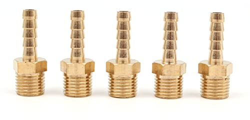 Hsthe Sea Lot de 5 raccords cannelés en laiton massif BSP de 6 mm vers filetage mâle BSP, pour bassin/piscine/tuyau