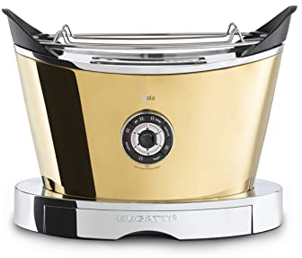 BUGATTI, Volo, Electric Toaster, 4 Functions, 6 Toasting Levels, Innovative Design, Stainless Steel Body, Power 930 W, Pliers/Sandwich cages not included (Yellow Gold)