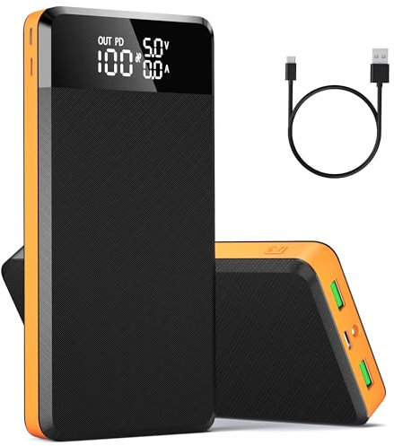 Togaga Power Bank, 30000mAh Portable Charger with PD 25W, Power Bank Fast Charging with 3 Input/Output, Flashlight, Digital Display, Compatible with iPhone, Samsung, Huawei
