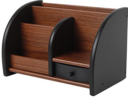 Frederimo Schreibtisch Organizer mit Schublade und Stiftehalter, Büro Holz Schreibtisch Organizer Platzsparendes Desk Organizer für Stifte, Hefter, Ordnerklammern, Haftnotizen