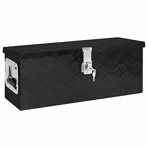 ZHOUMIN Werkzeugbox, Alu Box, Abschließbare Box, Transportkiste, Metallkiste, Schwarz 60x23,5x23 cm Aluminium