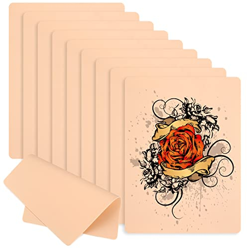 10 Piezas Piel de Práctica de Tatuaje, Piel Sintetica Tatuaje, Piel de Tatuaje de Doble Cara para Tatuajes, 193x144mm Tatuaje de Piel para Tatuaje, Principiantes, Artistas Experimentados