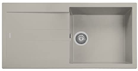 Lavello in quarzo da cucina incasso PLADOS AM9910 vasca singola più scolapiatti 99cm - Taupe Matt