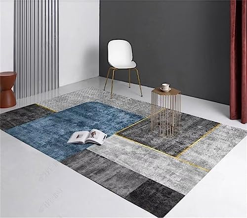 DJHWWD auslegeware Terassen Teppich Graublauer Teppich, rechteckiger Schlafzimmerteppich, Wohnzimmerteppich spielteppich mädchen 60X90CM