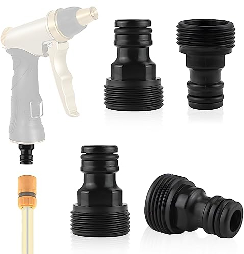 Adaptador Grifo Conector a Manguera Jardin 3/4 Enchufe Rapido Agua Conectores de Grifo 2 Pieza Acople Manguera Jardin Universal Plastico Adaptador para Grifo para 25 mm Rosca Exterior