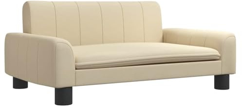 vidaXL Kindersofa, Couch für Kinder, Kindercouch mit runden Kanten, Kindersessel Minisofa Polstersofa Kindermöbel Sofa Kinderzimmer, Creme Stoff
