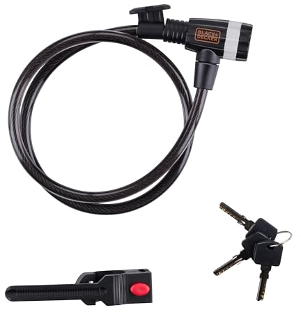 BLACK+DECKER Kabelschloss BXCHBL70001 - Fahrradschloss - Geeignet für Fahrrad, Motorrad und Roller - Länge 90CM - Temperaturen bis -20ºC - Schwarz