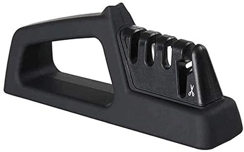 CAFFIA Affilacoltelli da cucina - Affilacoltelli da chef a 4 stadi for ripristinare le lame dei coltelli non seghettate in modo rapido, sicuro e facile da usare for cucina, campeggio ed escursionismo