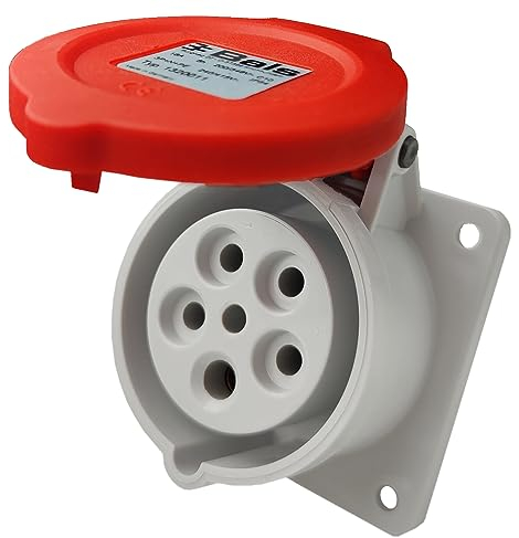 Bals CEE Anbausteckdose gerade 16A 5-polig 400V 6h Einbausteckdose Anbaudose 1320011, Steckdose mit Anschlusstechnik QUICK-CONNECT IP54 für Gewerbe, Baustelle