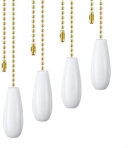 Deckenventilator-Zugkette, Kristall-Deckenventilator-Ziehkette, dekorativ, Deckenventilator-Zugkette, Ornamente, Ventilator-Zugkette mit Perlenkugel-Zugkette (weiß)