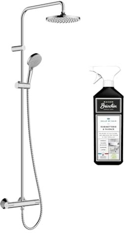 Colonne de douche thermostatique HANSGROHE Vernis Blend 200 EcoSmart chromée + nettoyant Briochin