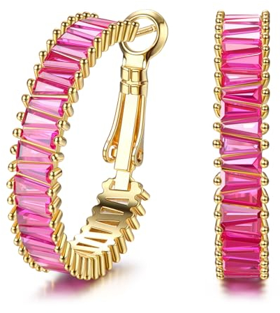 Dochais Creolen für Damen Mädchen 18K Vergoldete Ohrringe, Creolen Ohrringe mit Zirkonia Kreolen Huggie Ohrring with 925 Sterling Silver Post, Statement Hypoallergen Ohrringe Geschenke für Mädchen.