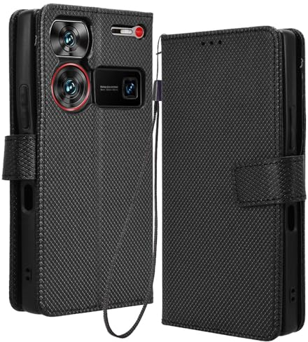 RonRun for ZTE nubia Z60 Ultra Case, Flip Phone Case with Card Holders, PU Leather Full Protective Book Cover, Shockproof, black