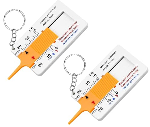 JTKREW 2 PCS Spessimetro per Pneumatici Misuratori Spessore Battistrada profondità del Battistrada 0-20mm Tyre Tread Depth Gauge