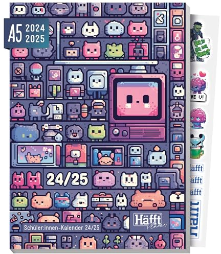 Häfft® PLANER 2024/2025 A5 Cute Gaming Schülerkalender, Schülerplaner, Hausaufgabenheft, Schulplaner - nachhaltig & klimafreundlich