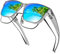 URUMQI Polarisierte Sonnenbrille Herren Damen UV400 Schutz übergroße Quadratische Sonnenbrille für Brillenträger Fit over Brille Fahren Angeln Grau Rahmen