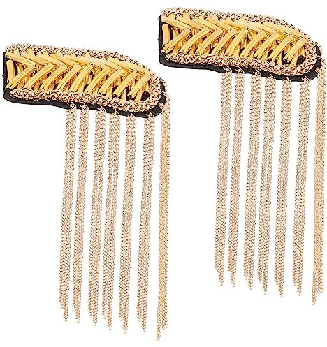 TEHAUX Metalldekorative Quasten Epauletten Schulterklappen 2 Stück Goldfarbene Anzugkostüm Applikationen Für Kostümpartys Zeremonien Und Schuluniformen