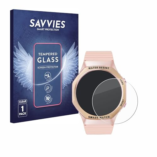 Savvies Panzer Schutz Glas für Mutoy Smartwatch 1.32 (rund) 9H Hartglas, Anti-Fingerprint, Displayschutz