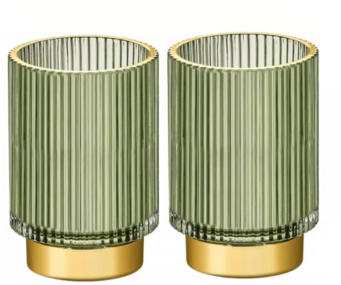 Supercap Paquete de 2 soportes de cristal para brochas de maquillaje, soporte para cepillos de dientes de baño, soporte para bolígrafos de cristal, vaso para brochas de maquillaje para escritorio