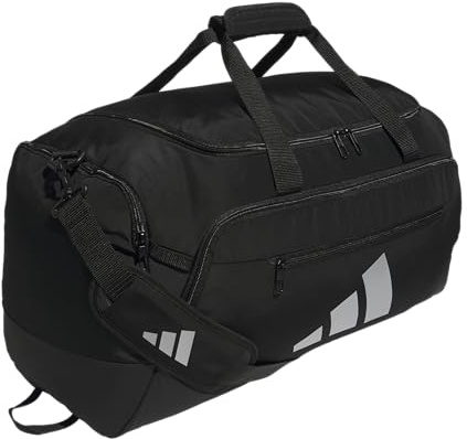 Adidas Defender 5.0 Seesack, strapazierfähige Reisetasche, Turnbeutel, Sporttasche für Damen und Herren, Schwarz/Silber-Metallic, Größe M (59 l), Defender 5.0 Seesack, strapazierfähige Reisetasche,