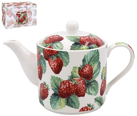 The Leonardo Collection Strawberry Field Teapot | British Design Ceramic Tea Pot for Home and Office | Stylish Teapot for Serving Hot Drinks | Lovely Gift for Tea Lovers