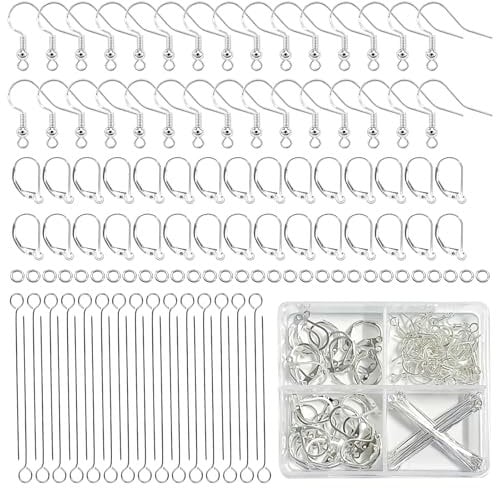 120 PCS Silver Earring Hooks, S925 Sterling Silver Earring Hooks for Jewellery Making, D-Shaped Making Supplies, Jewellery Findings for Make Pendants Bracelets