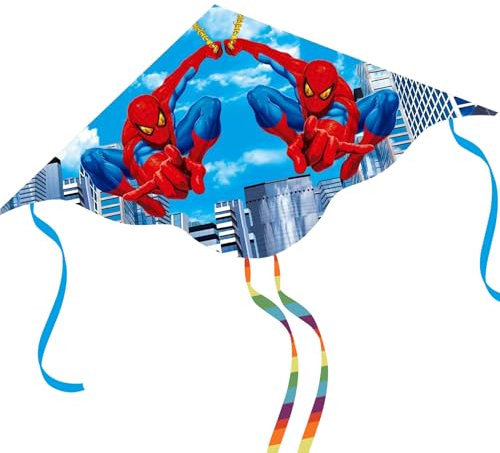 Oirigaga Drachen Kinder, Spidey Kinderdrachen, Einleiner Flugdrachen mit Griff, Linien und 4 Schwänzen für Outdoor Strand, Cartoon Anime Spider Kite Süße Klein Winddrachen für Anfänger ab 3 Jahre