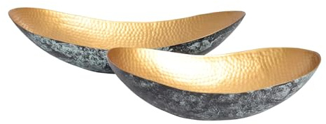 Riess Ambiente 2er Set Schalen ABSTRACT ORIENT - 55cm - gold - Metall-Aluminium-Legierung handgefertigt