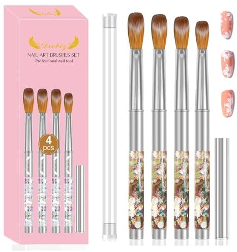 Asheyya 4PCS Acrylic Nail Brushes Set (19/23/24/25mm), Nails Art Brush for Nail Extension & Carving Size