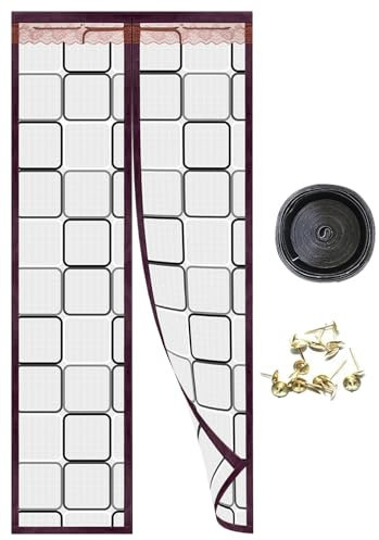 Magnetic Door Protector - Insulated Door Curtain, Thermal Screen Cover | Heat Retaining Fly Screen Door Cover, Windproof Door Curtain with Magnetic Closure, Warm Retaining Grid for Cold