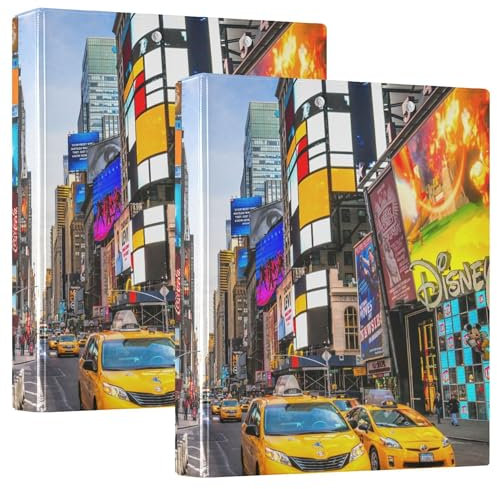 3,8 cm große Ordner, runde Ringe, Notizbuchordner mit Tascheneinband, 1/2er-Pack, Büroordner, Zubehör, 200 Blatt, New York City