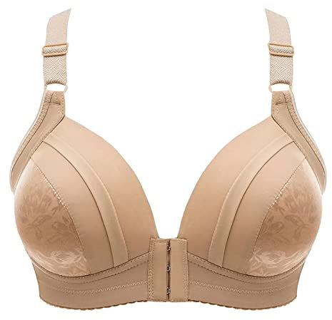 Best, Sale Items, Front Fastening Bras UK Women Front Button Compression Sports Bra Front Closure Bras for Women Wireless Underwear Molded Cup Sports Bra Womens Clothing Sale Khaki