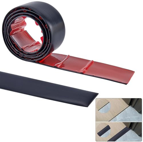 GORGECRAFT Bande de Transition de Sol Autocollante en PVC pour Revêtement de Sol Stratifié Séparateur Plat Bande de Jonction pour Joints Tapis Seuil Carreaux de Transition Noir 1.2 m X 5cm