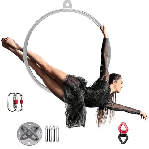 SAYEYBU Set Cerchio Aereo, Set Cerchio Aereo 80 cm/85 cm/90cm/95cm/100cm, Attrezzatura Circense Aerea A Punto Singolo, Cerchio Yoga, per Studio di Danza,Diameter 80cm