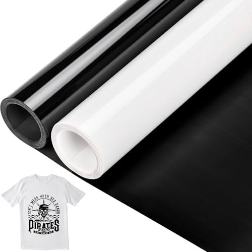 flex thermocollant pour tissu 30,5 x 300 cm vinyle thermocollant cricut noir/blanc Rouleau Vinyle Thermocollant pour Cricut Maker, Silhouette Cameo, vêtements, bonnets, pantalons